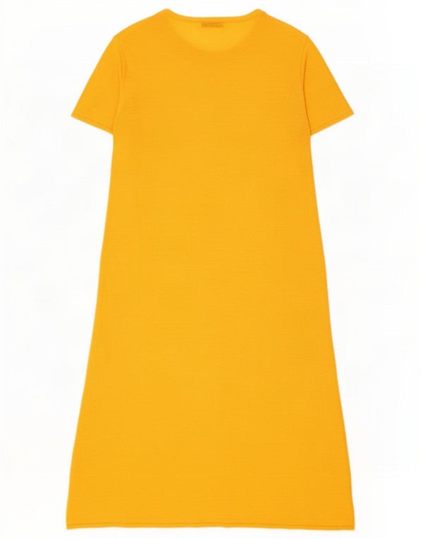 Zara Womens Short Sleeves Jumper Dress UK 16 Large Orange Linen