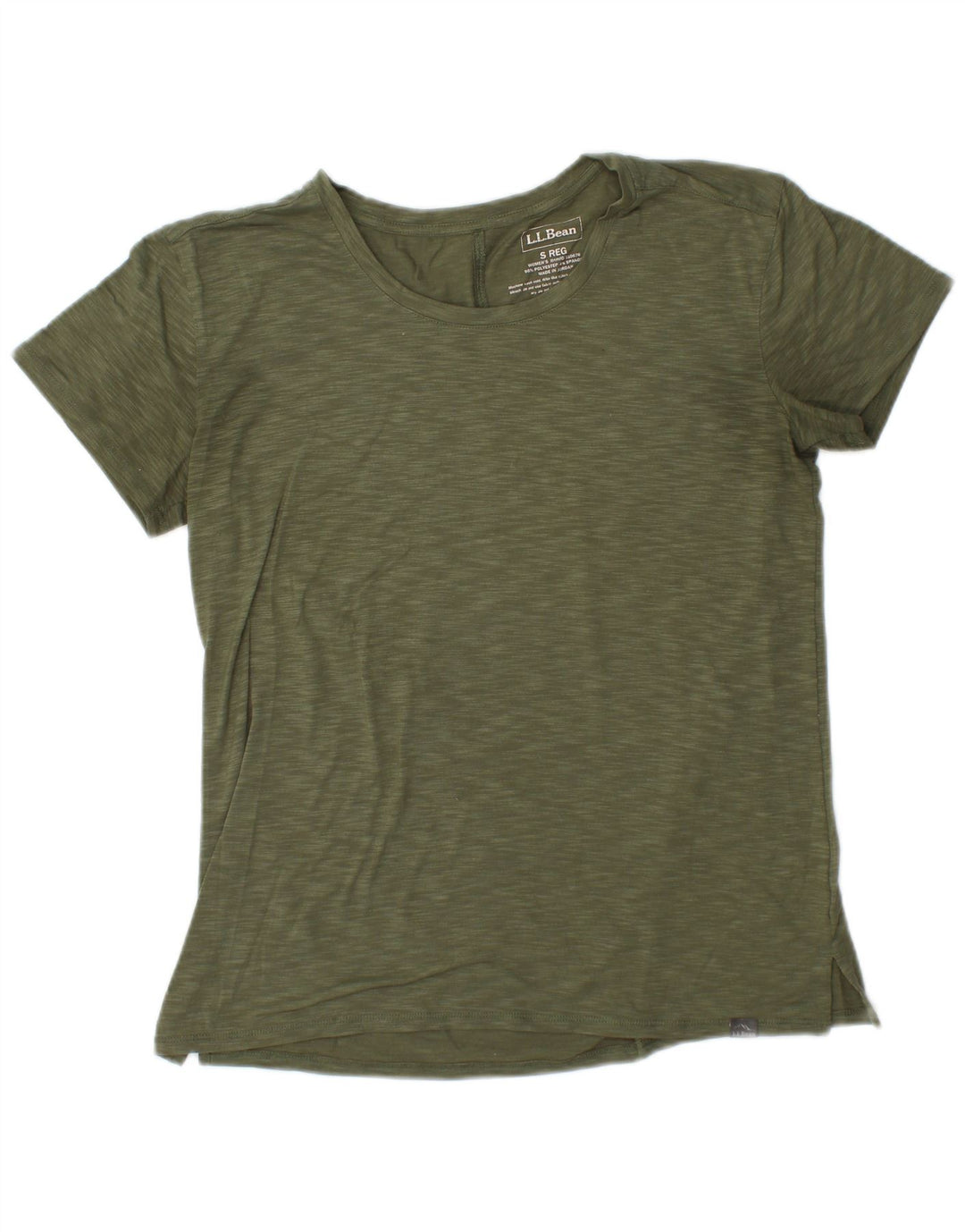 L.L.BEAN Womens T-Shirt Top UK 10 Small Khaki Flecked Polyester