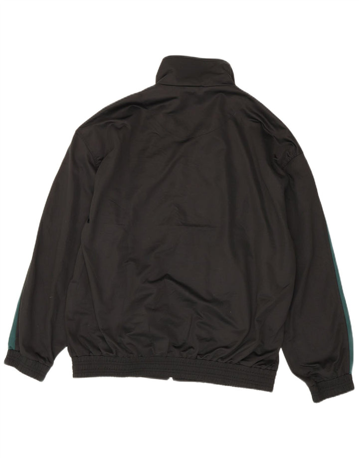 Vintage Mens Tracksuit Top Jacket Large Black Colourblock Polyester