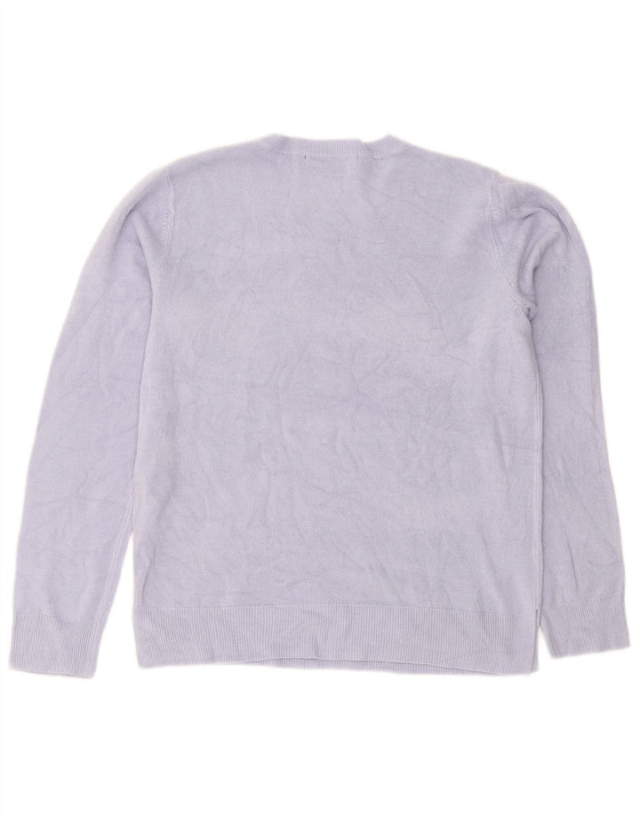 Marks & Spencer Womens Crew Neck Jumper Sweater UK 12 Medium Blue Acrylic