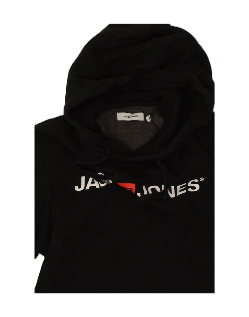 JACK & JONES Mens Graphic Hoodie Jumper Medium Black Cotton | Vintage Jack & Jones | Thrift | Second-Hand Jack & Jones | Used Clothing | Messina Hembry 