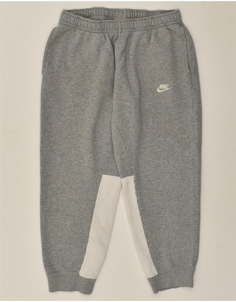 NIKE Mens Tracksuit Trousers Joggers Large Grey Colourblock Cotton | Vintage Nike | Thrift | Second-Hand Nike | Used Clothing | Messina Hembry 