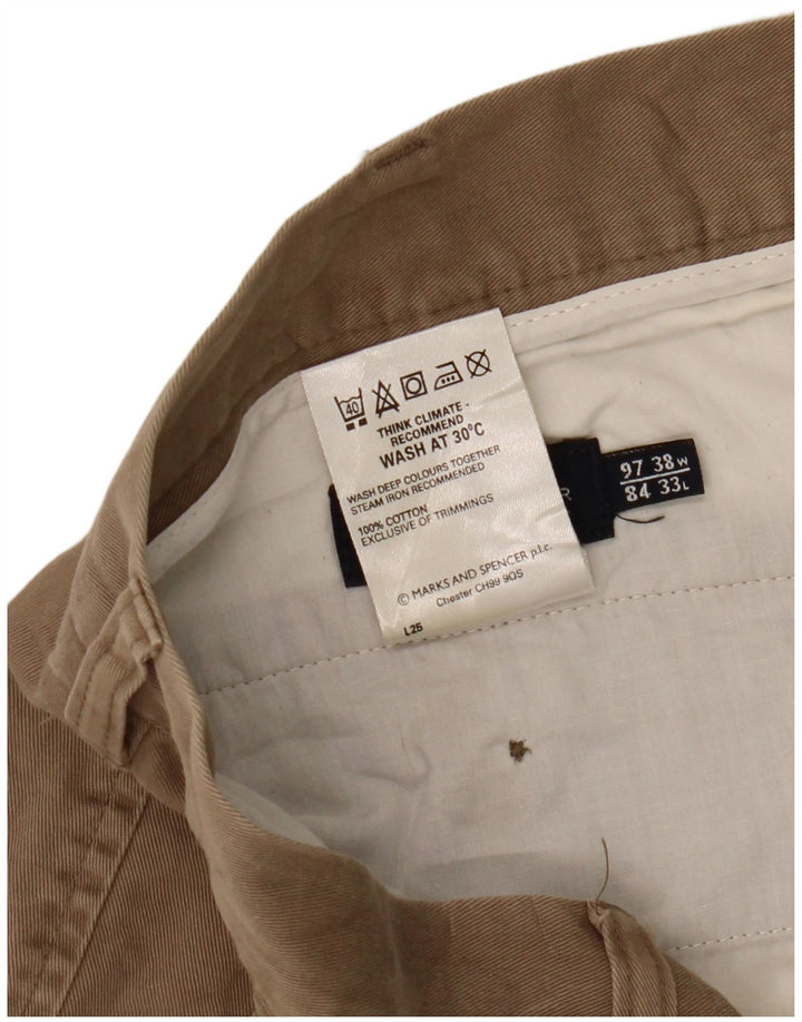 Marks & Spencer Mens Blue Harbour Straight Chino Trousers W38 L33 Brown