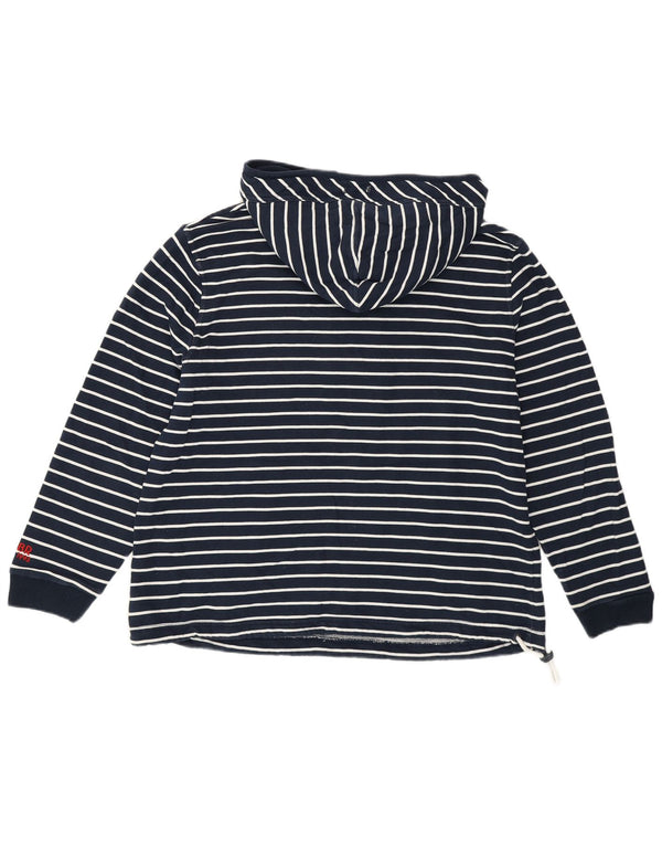 Crew Clothing Womens Hoodie Jumper UK 14 Large Navy Blue Striped Nautical