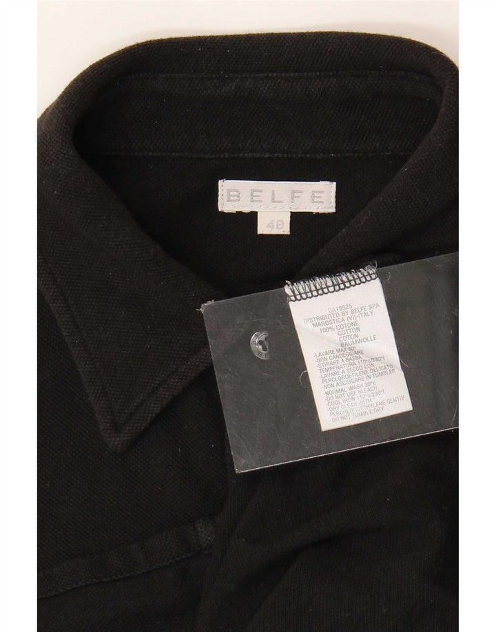 Belfe Womens Short Sleeve Shirt IT 48 XL Black Cotton
