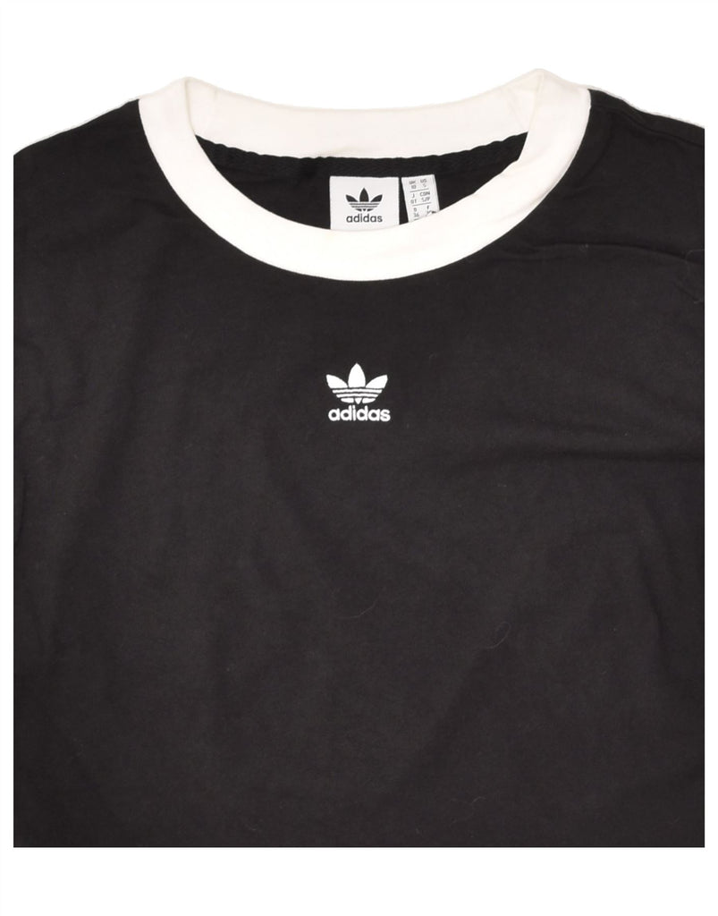 ADIDAS Womens Crop T-Shirt Top UK 10 Small Black Cotton | Vintage Adidas | Thrift | Second-Hand Adidas | Used Clothing | Messina Hembry 