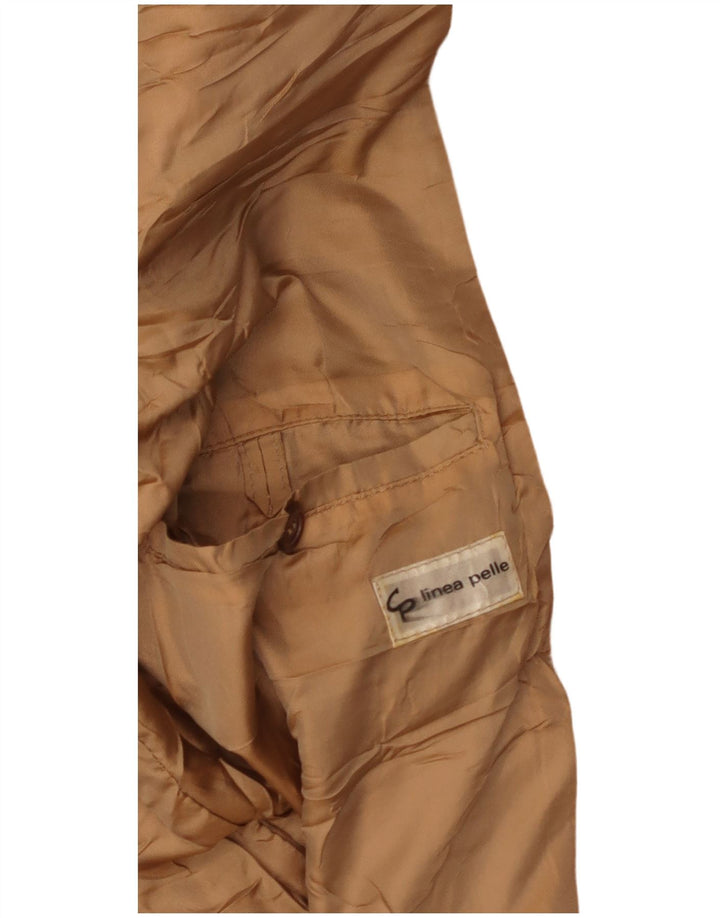 Vintage Mens Leather Jacket UK 38 Medium Beige Leather