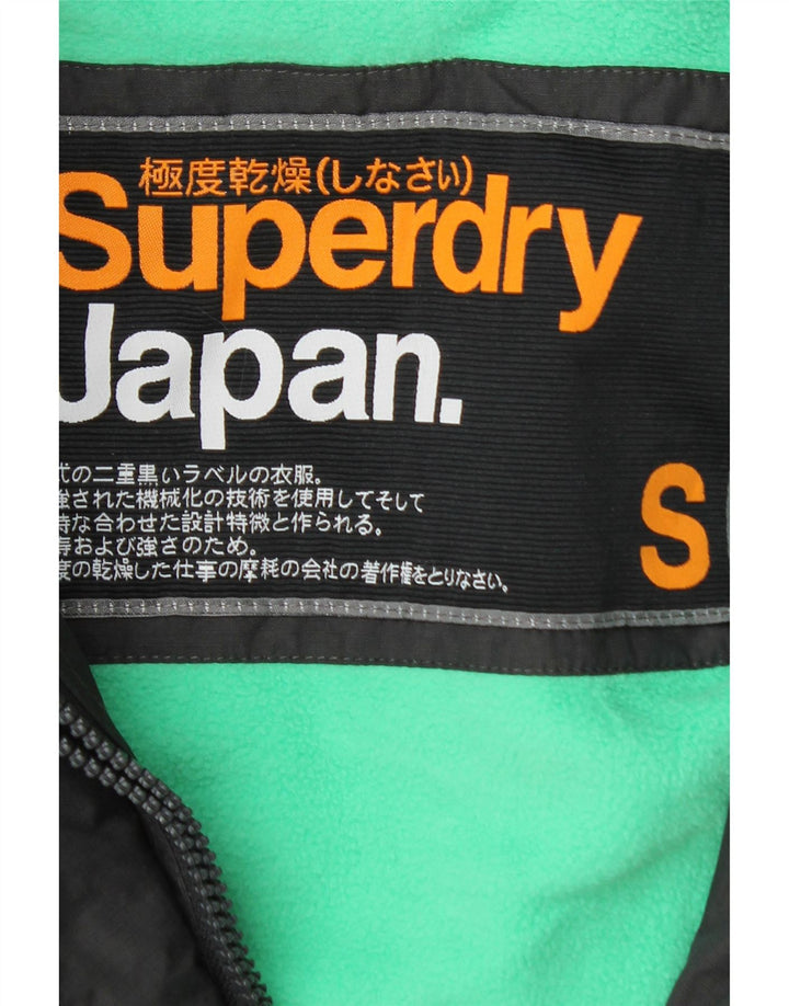 Superdry Womens Graphic Hooded Windbreaker Jacket UK 10 Small Grey Nylon