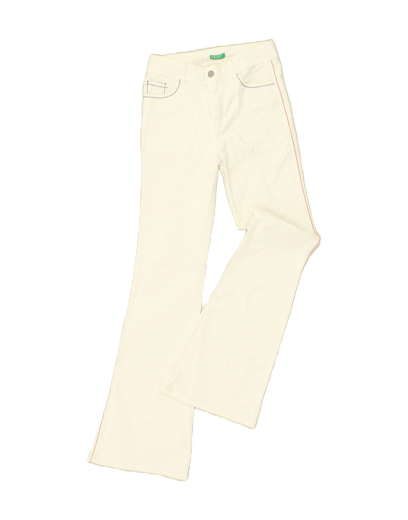 BENETTON Womens Flared Jeans IT 40 Small W26 L33 White Cotton | Vintage Benetton | Thrift | Second-Hand Benetton | Used Clothing | Messina Hembry 