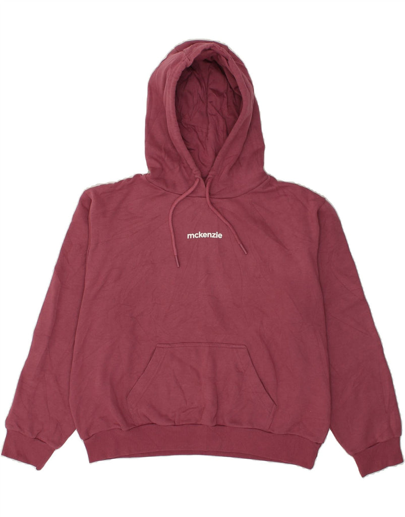 MCKENZIE Womens Oversized Graphic Hoodie Jumper UK 14 Large Burgundy | Vintage Mckenzie | Thrift | Second-Hand Mckenzie | Used Clothing | Messina Hembry 