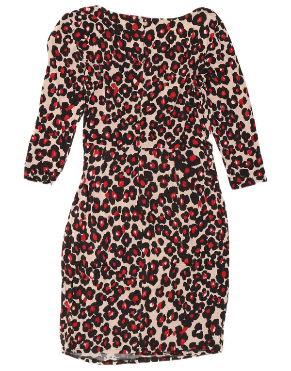 Liu Jo Womens 3/4 Sleeve Sheath Dress IT 46 Large Black Animal Print