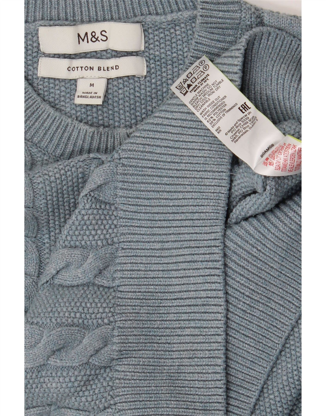 Marks & Spencer Mens Crew Neck Jumper Sweater Medium Blue Polyester