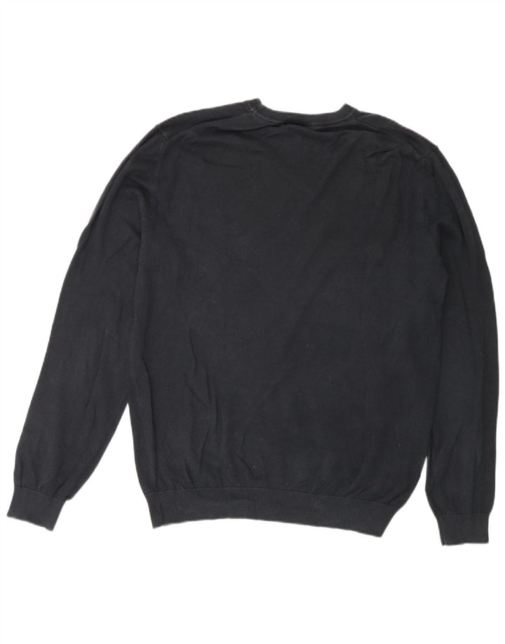 Benetton Mens Crew Neck Jumper Sweater Medium Black Classic