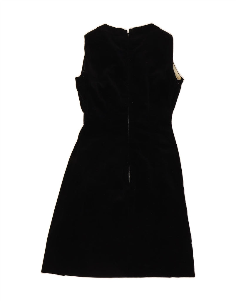 VINTAGE Womens Velvet Sleeveless Sheath Dress UK 14 Medium Black Vintage Vintage and Second-Hand Vintage from Messina Hembry 