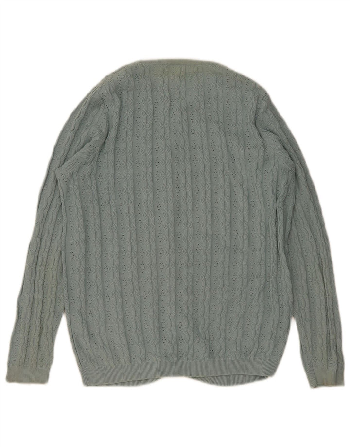 Marks & Spencer Womens Cardigan Sweater UK 8 Small Green Cotton