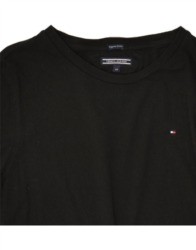 TOMMY HILFIGER Boys Top Long Sleeve 13-14 Years Black Cotton | Vintage Tommy Hilfiger | Thrift | Second-Hand Tommy Hilfiger | Used Clothing | Messina Hembry 