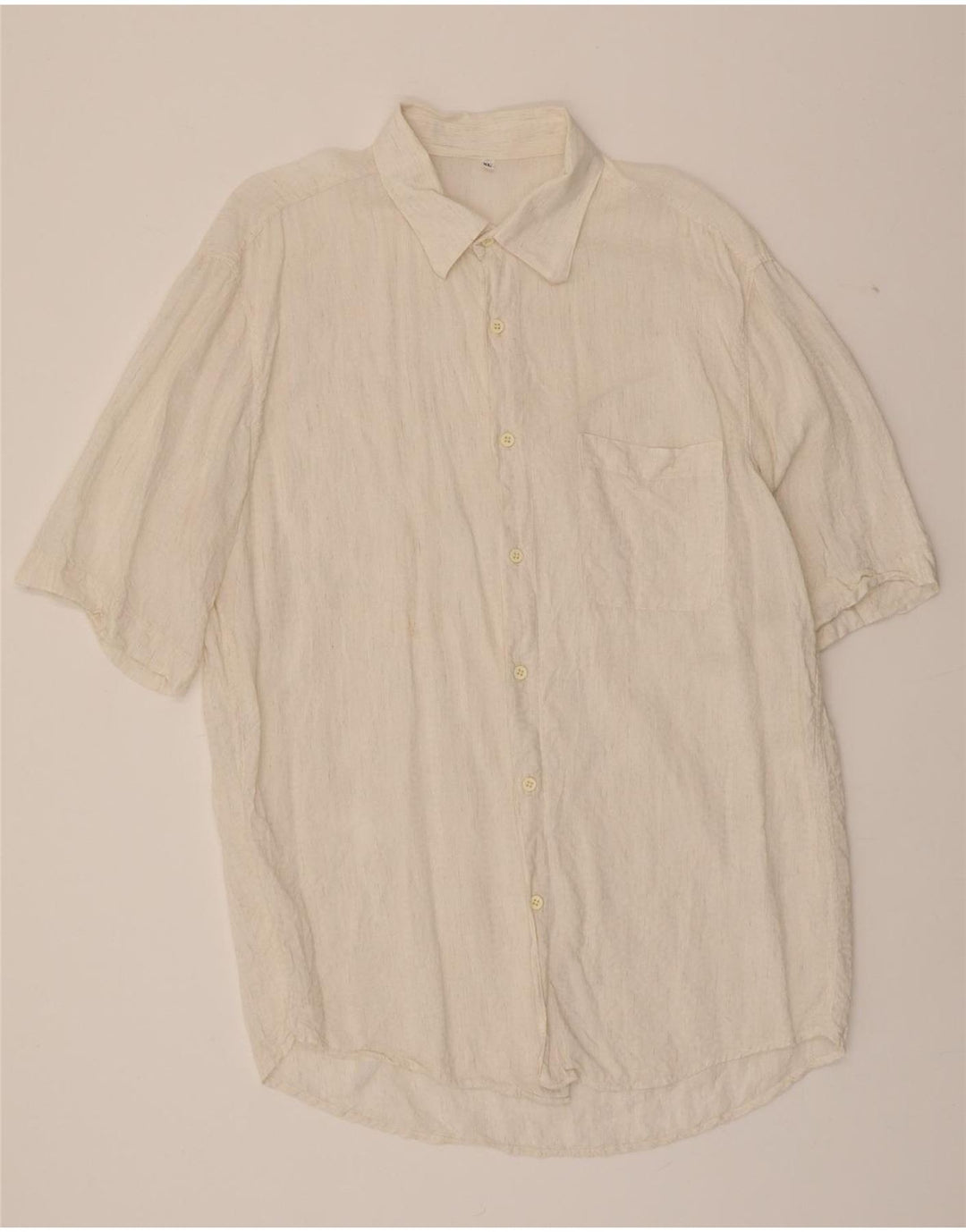 VINTAGE Mens Tall Short Sleeve Shirt XL Off White Viscose Vintage Vintage and Second-Hand Vintage from Messina Hembry 