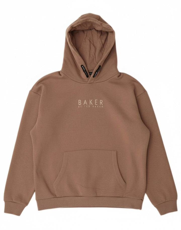 TED BAKER Boys Graphic Hoodie Jumper 11-12 Years Beige Cotton