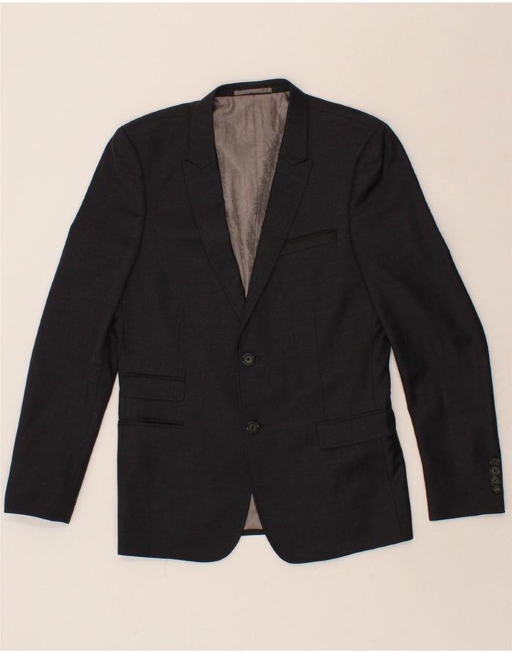 CHROM Mens 2 Button 2 Piece Suit UK 38 Medium W32 L30 Black