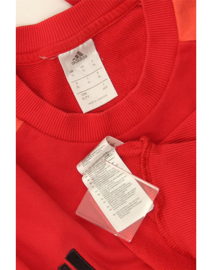 ADIDAS Mens Sweatshirt Jumper XL Red Colourblock Cotton