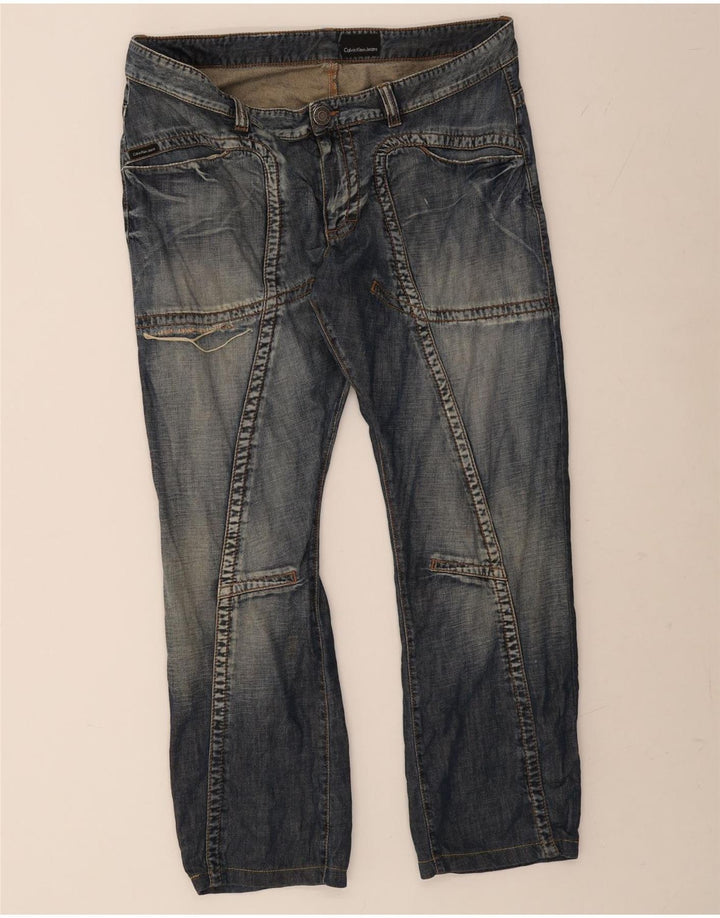 Calvin Klein Mens Straight Jeans W38 L28 Navy Blue Cotton