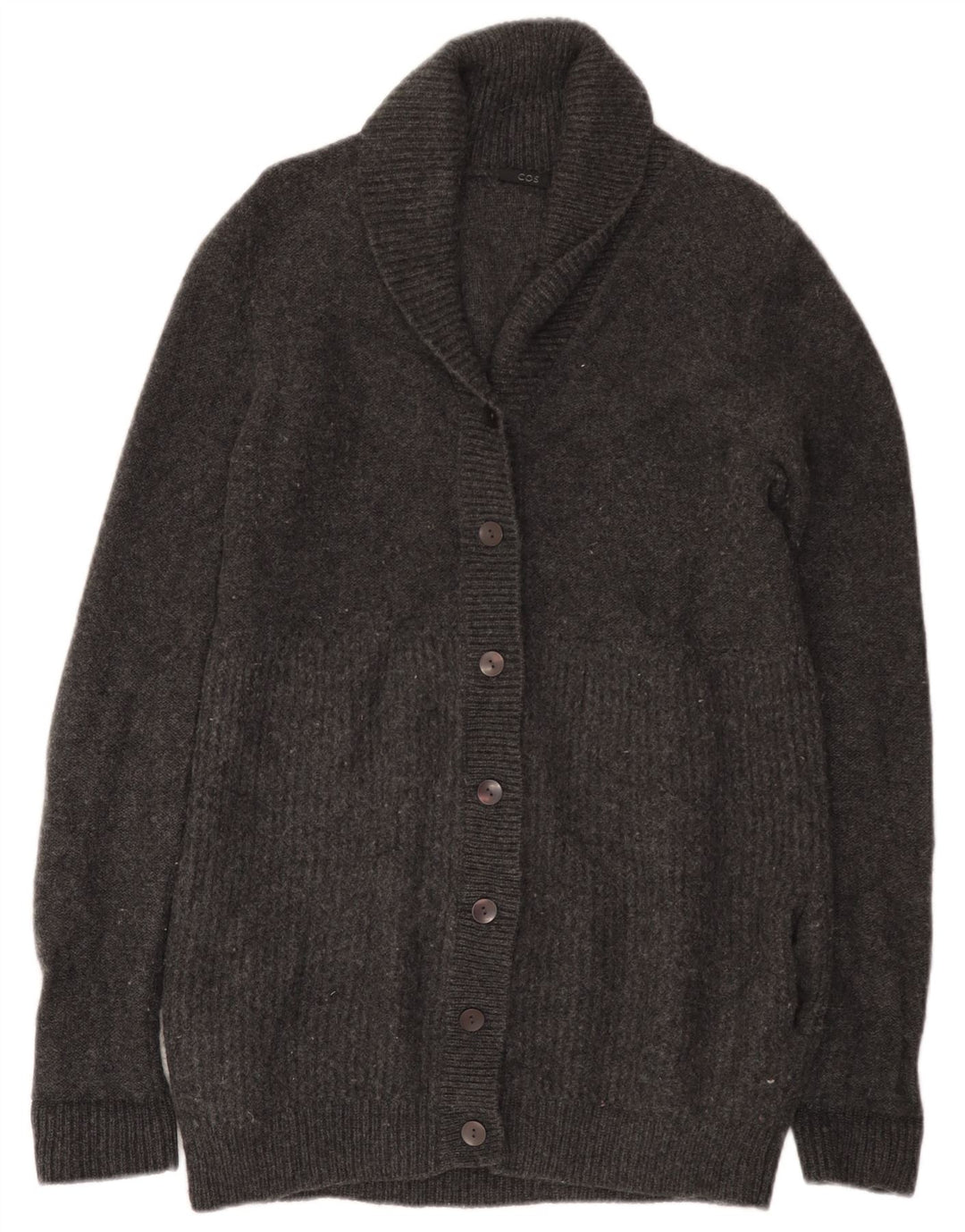 Cos Womens Longline Cardigan Sweater UK 10 Small Grey Wool