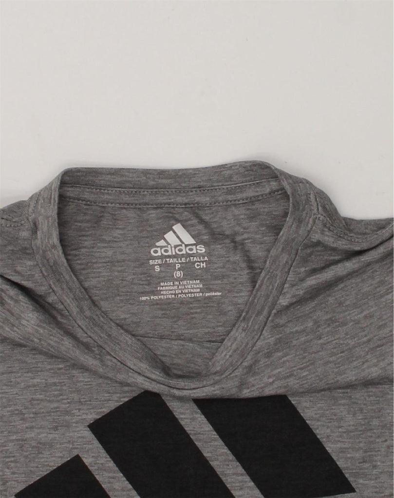 ADIDAS Boys Graphic T-Shirt Top 7-8 Years Small Grey Polyester | Vintage Adidas | Thrift | Second-Hand Adidas | Used Clothing | Messina Hembry 