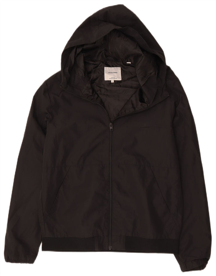 Jack & Jones Mens Hooded Bomber Jacket UK 40 Large Black