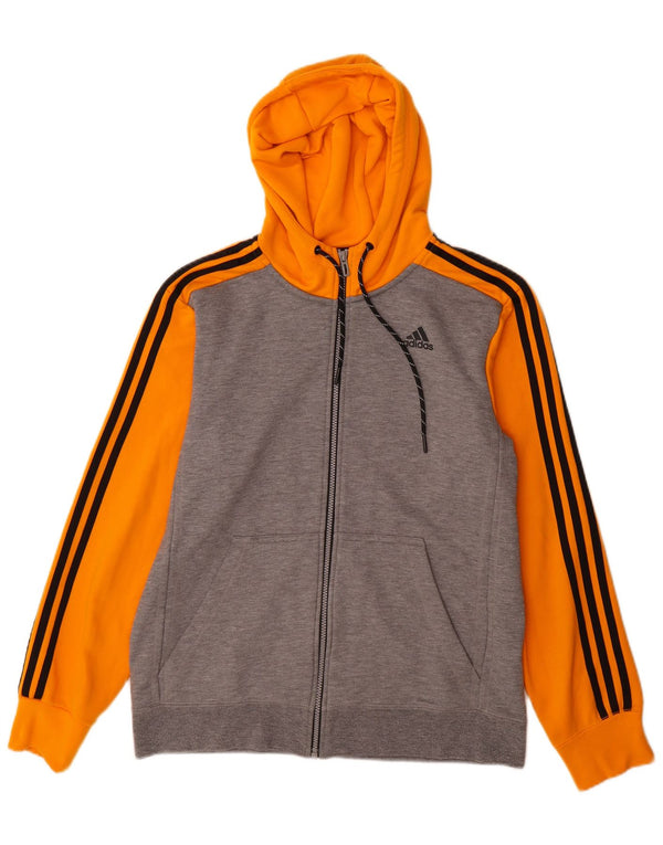 Adidas Mens Climalite Zip Hoodie Sweater Medium Grey Colourblock Cotton