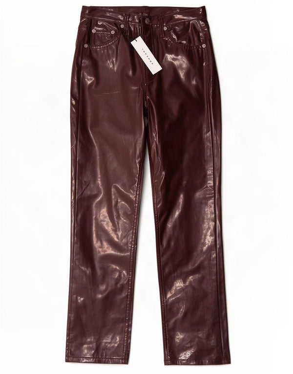 Topshop Womens Straight Trousers UK 8 Small W26 L26 Purple Polyurethane