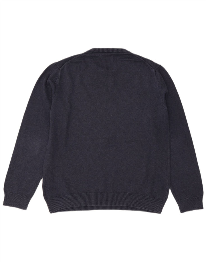 Gant Mens Crew Neck Jumper Sweater Large Navy Blue Cotton