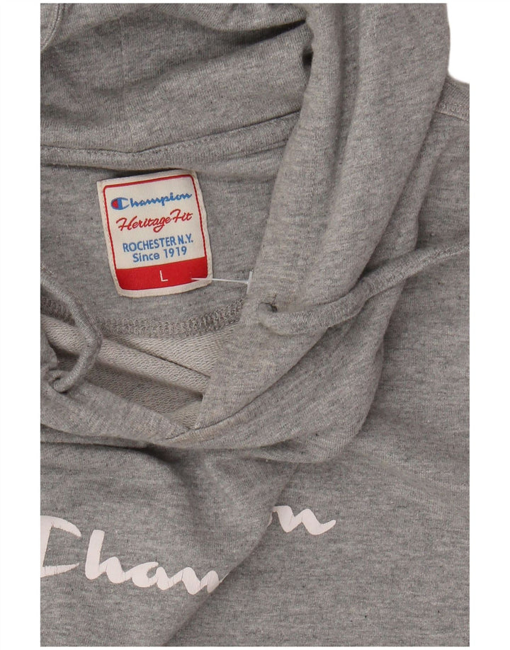 CHAMPION Womens Heritage Fit Graphic Hoodie Jumper UK 14 Large Grey