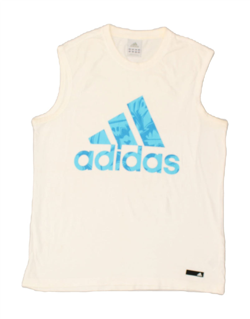 ADIDAS Womens Graphic Vest Top Large White Cotton | Vintage Adidas | Thrift | Second-Hand Adidas | Used Clothing | Messina Hembry 