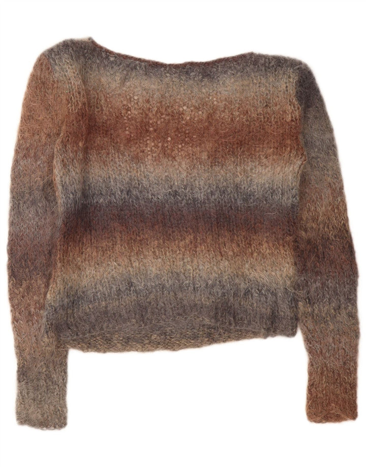 Vintage Womens V-Neck Jumper Sweater UK 14 Medium Multicoloured Striped