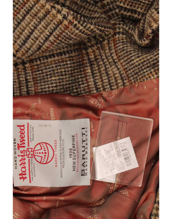 Harris Tweed Mens 2 Button Blazer Jacket IT 52 XL Brown Check Wool