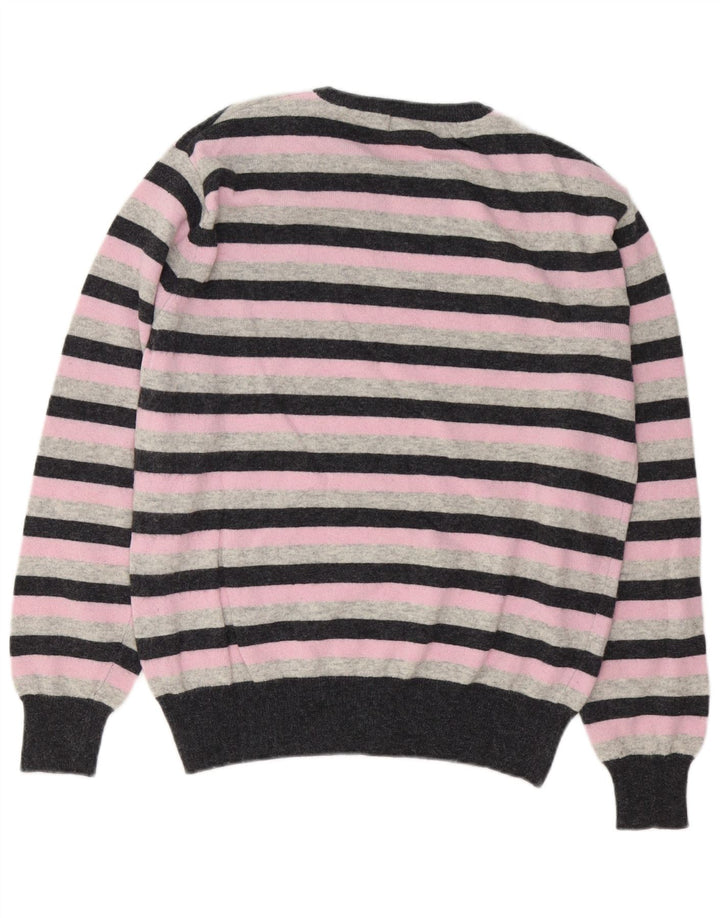 Kappa Mens Crew Neck Jumper Sweater Medium Pink Striped Lambswool