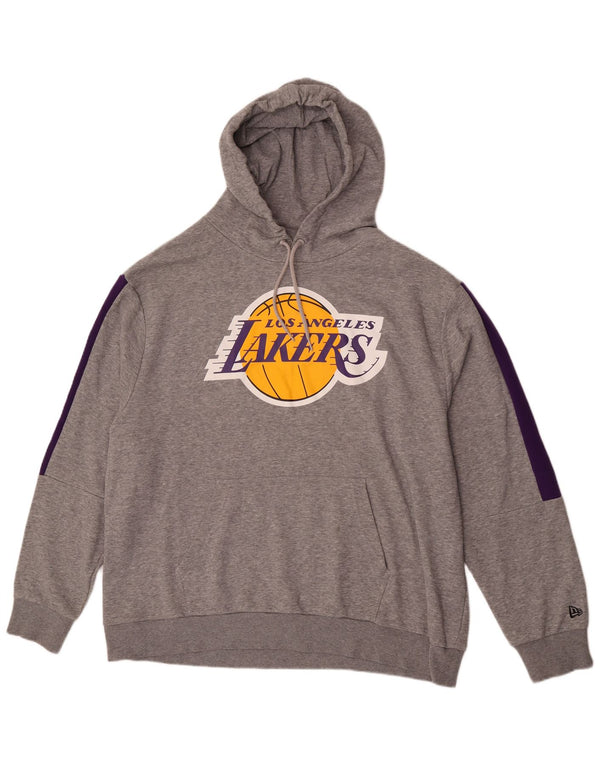New Era Mens Los Angeles Lakers Graphic Hoodie Jumper 2XL Grey Colourblock
