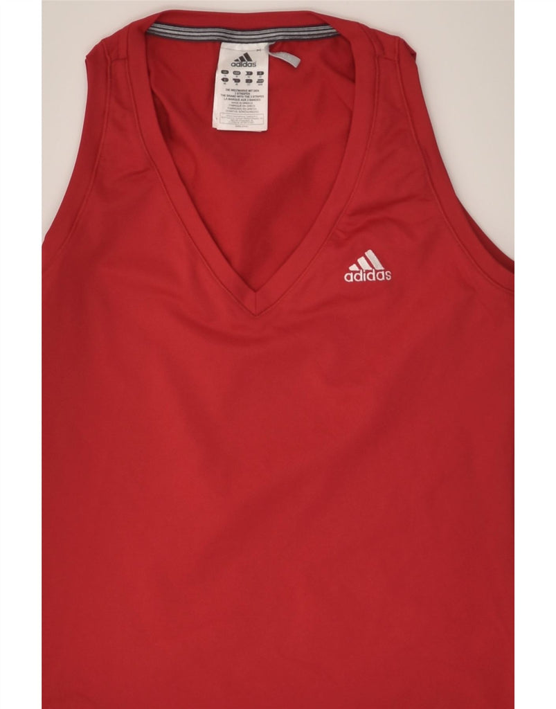 ADIDAS Womens Vest Top UK 14 Medium Red Polyester | Vintage Adidas | Thrift | Second-Hand Adidas | Used Clothing | Messina Hembry 