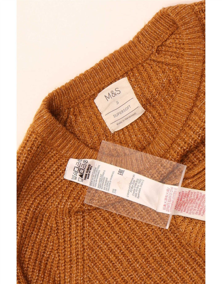 Marks & Spencer Mens Boat Neck Jumper Sweater Small Brown Polyamide