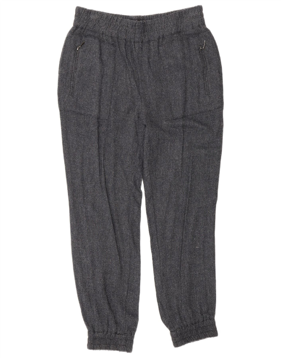 Zara Womens Joggers Trousers Medium W28  L27 Navy Blue Herringbone Viscose