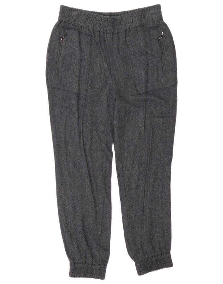 Zara Womens Joggers Trousers Medium W28  L27 Navy Blue Herringbone Viscose