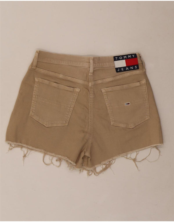 Tommy Hilfiger Womens High Waist Denim Shorts W27 Small  Beige Cotton