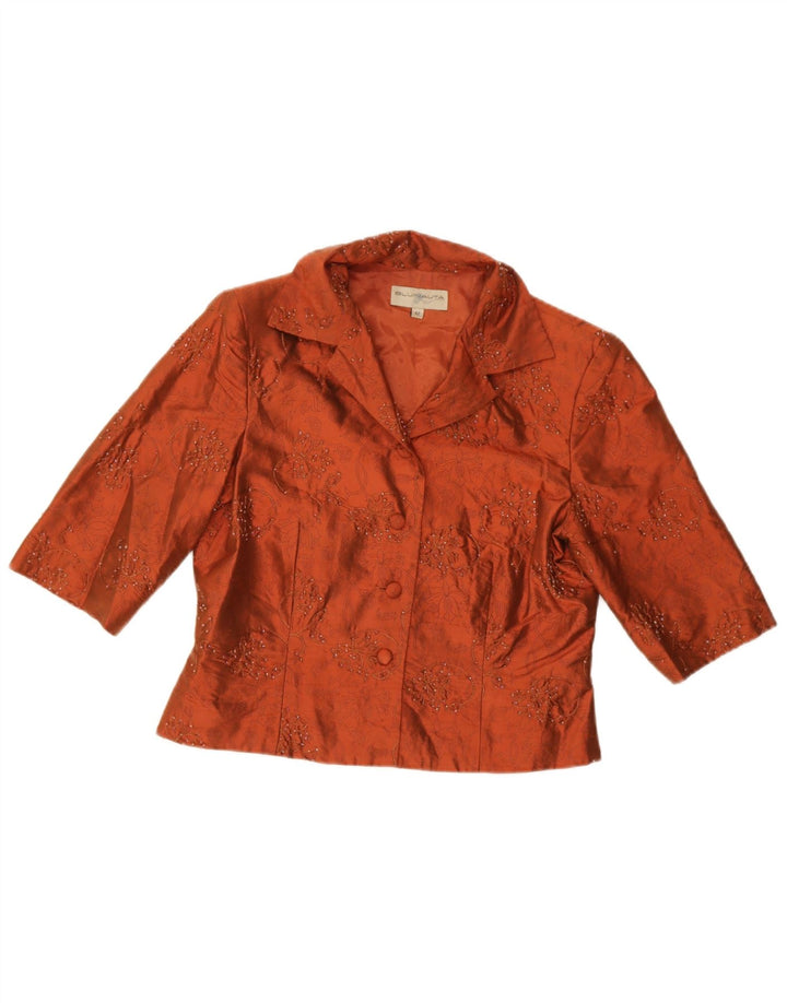 Blunauta Womens 4 Button 3 Piece Set IT 42 Medium W28  Orange Floral Silk