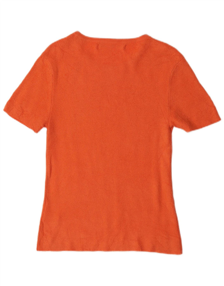 Tommy Hilfiger Womens T-Shirt Top UK 12 Medium Orange Acrylic