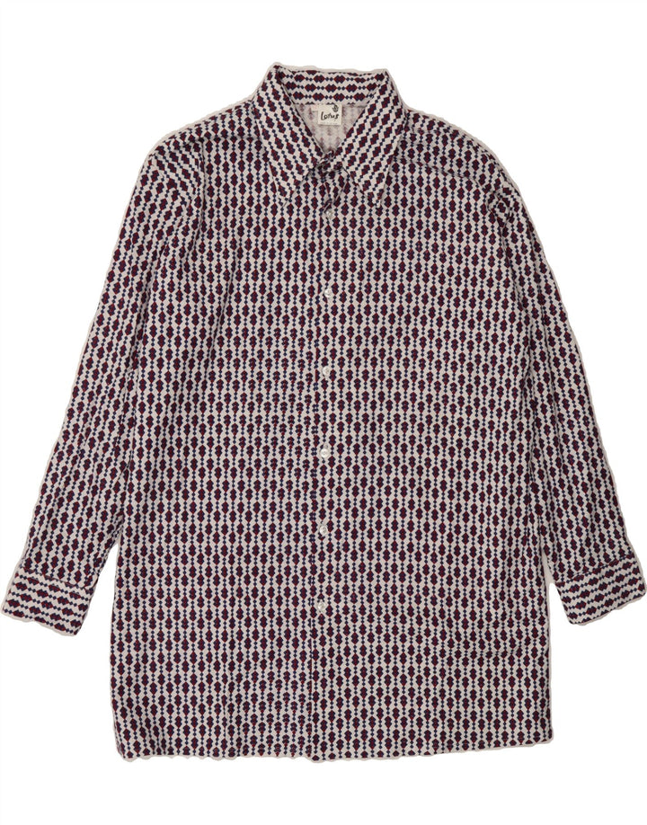 VINTAGE Mens Tall Shirt Size 42 Large Multicoloured Geometric Cotton Vintage Vintage and Second-Hand Vintage from Messina Hembry 
