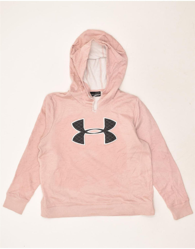 UNDER ARMOUR Womens Cold Gear Graphic Hoodie Jumper UK 16 Large Pink | Vintage Under Armour | Thrift | Second-Hand Under Armour | Used Clothing | Messina Hembry 
