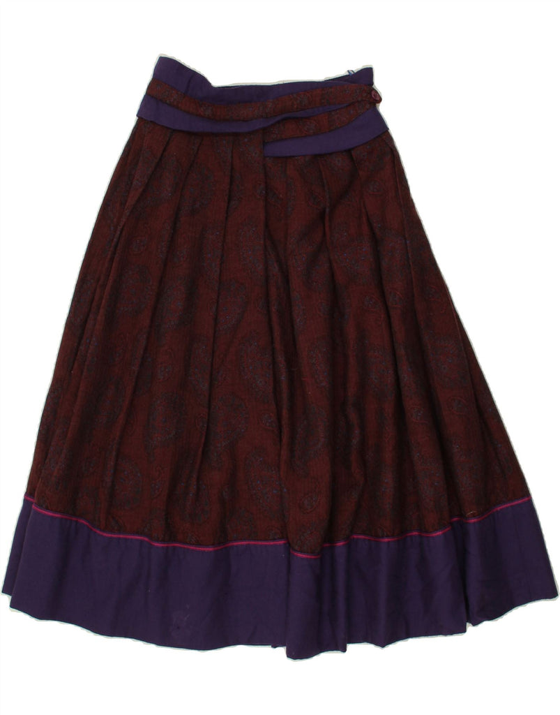 VINTAGE Womens Flared Skirt IT 44 Medium W27 Maroon Paisley Vintage Vintage and Second-Hand Vintage from Messina Hembry 