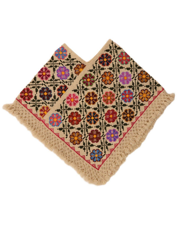 Vintage Womens Poncho Jumper One Size Multicoloured Floral Bohemian