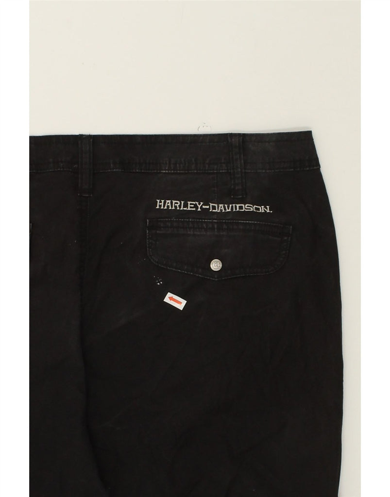 HARLEY DAVIDSON Womens Capri Trousers UK 14 XL W38 L22  Black Cotton | Vintage Harley Davidson | Thrift | Second-Hand Harley Davidson | Used Clothing | Messina Hembry 