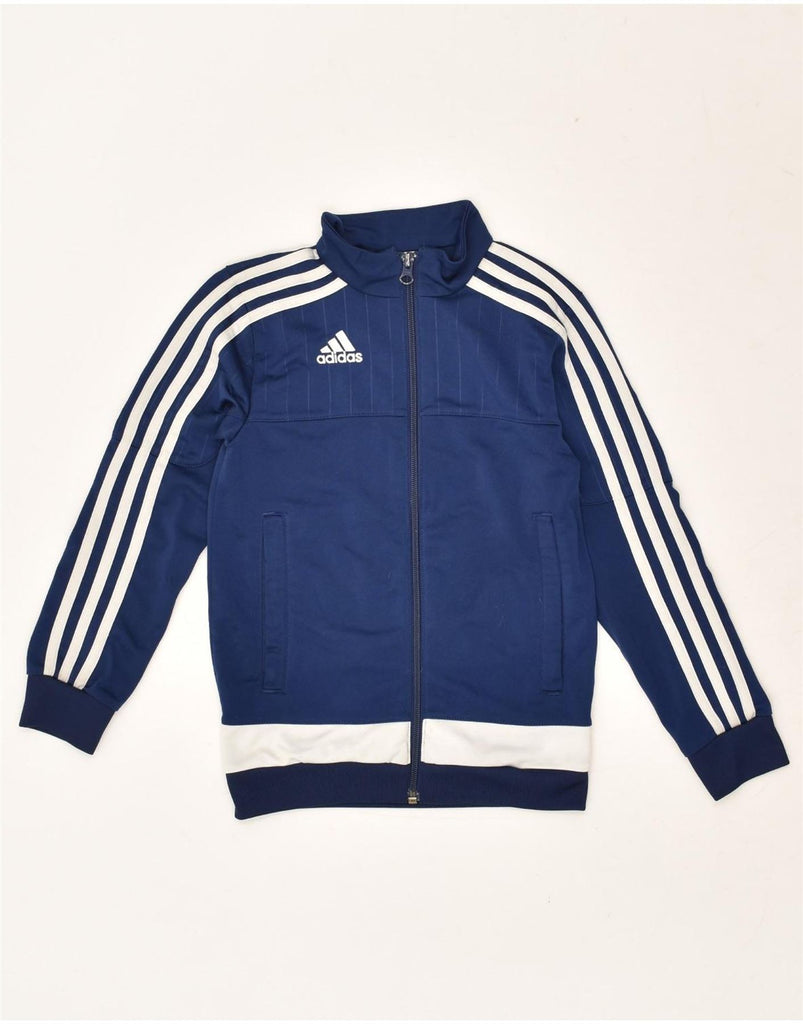 ADIDAS Boys Tracksuit Top Jacket 7-8 Years Navy Blue Colourblock Polyester | Vintage Adidas | Thrift | Second-Hand Adidas | Used Clothing | Messina Hembry 